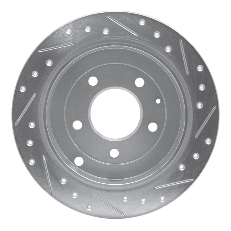 Mazda Millenia Brake Rotor (1) - Rear Left - R1 Concepts - Drilled & Slotted - Silver - `95-`02